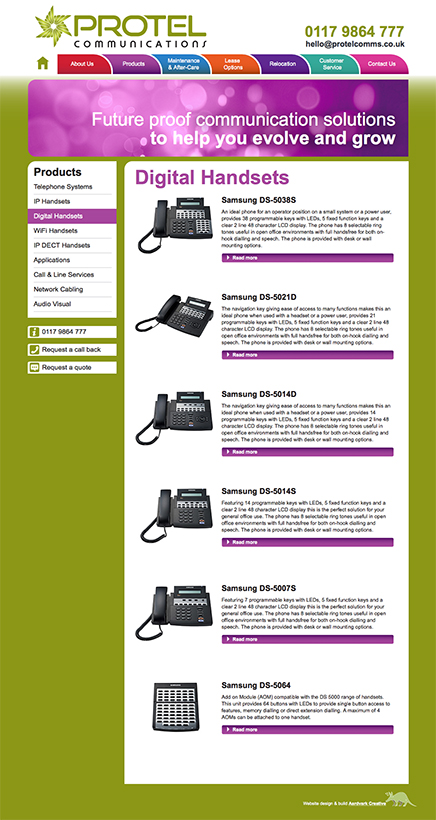 Responsive website for Protel Communications Ltd